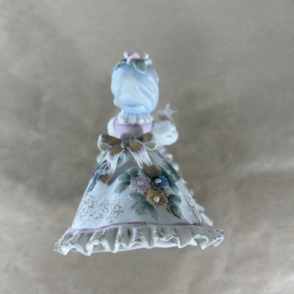 LEFTON Blue BLOOMER GIRL Bending Over Picking Flower Figurine Vintage Japan - Picture 13 of 14